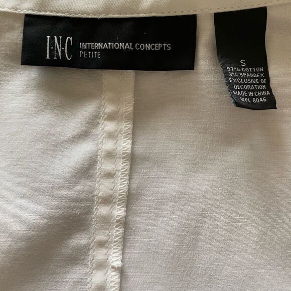 INC International Concepts Petite White Jacket with Sleeve Appliqué NEW Size S - Picture 9 of 10